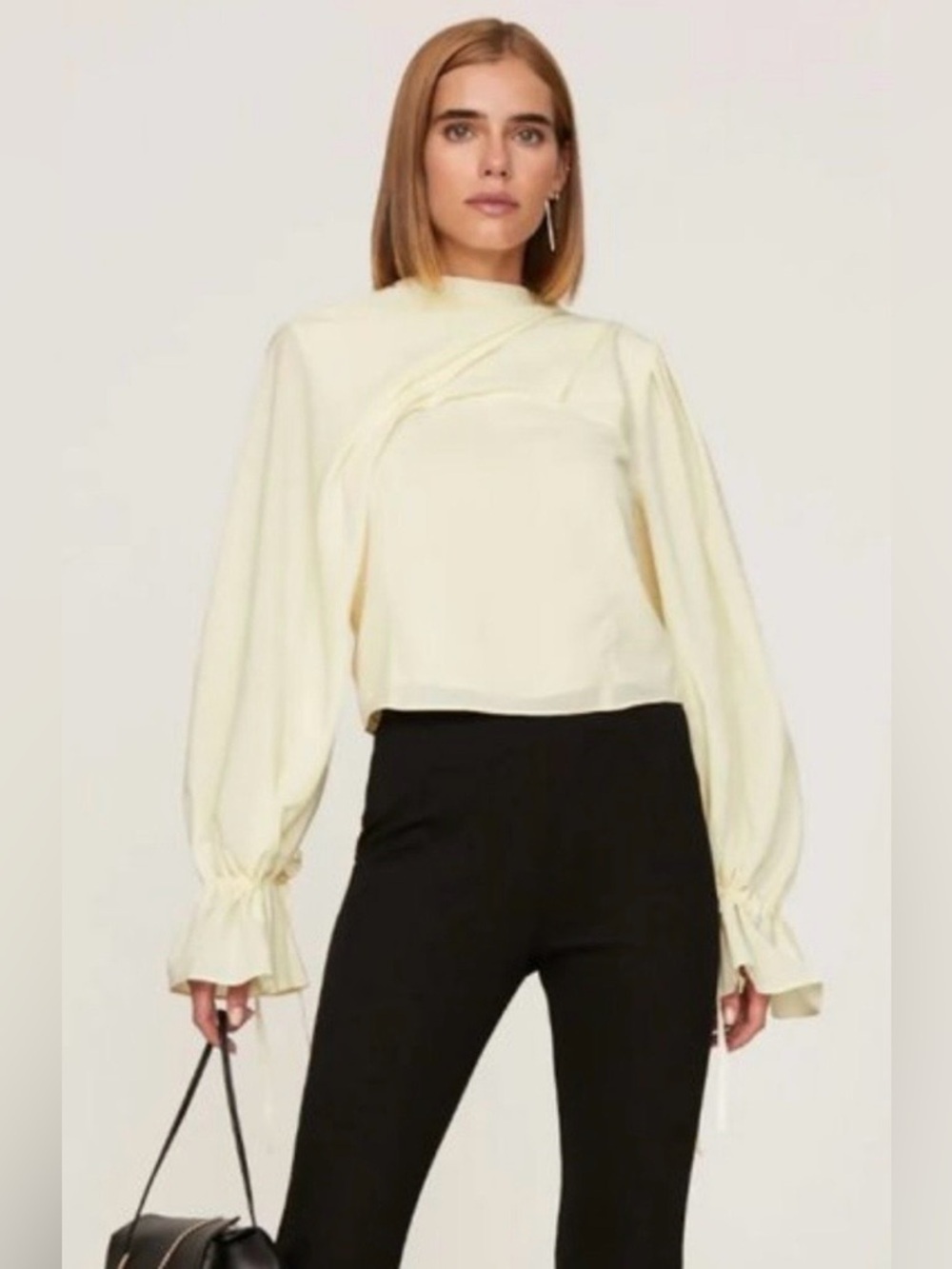 Osman Yousefzada RTR *Flawed Draped Tie Sleeve Blouse (0129)
